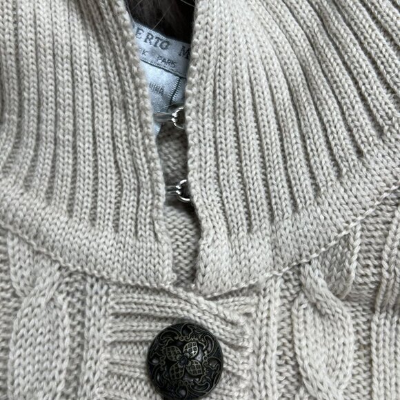 Womans XL Vintage Fur Jacket Cable Knit Sweater Fox Fur Trim by Alberto Makali - Picture 6 of 12